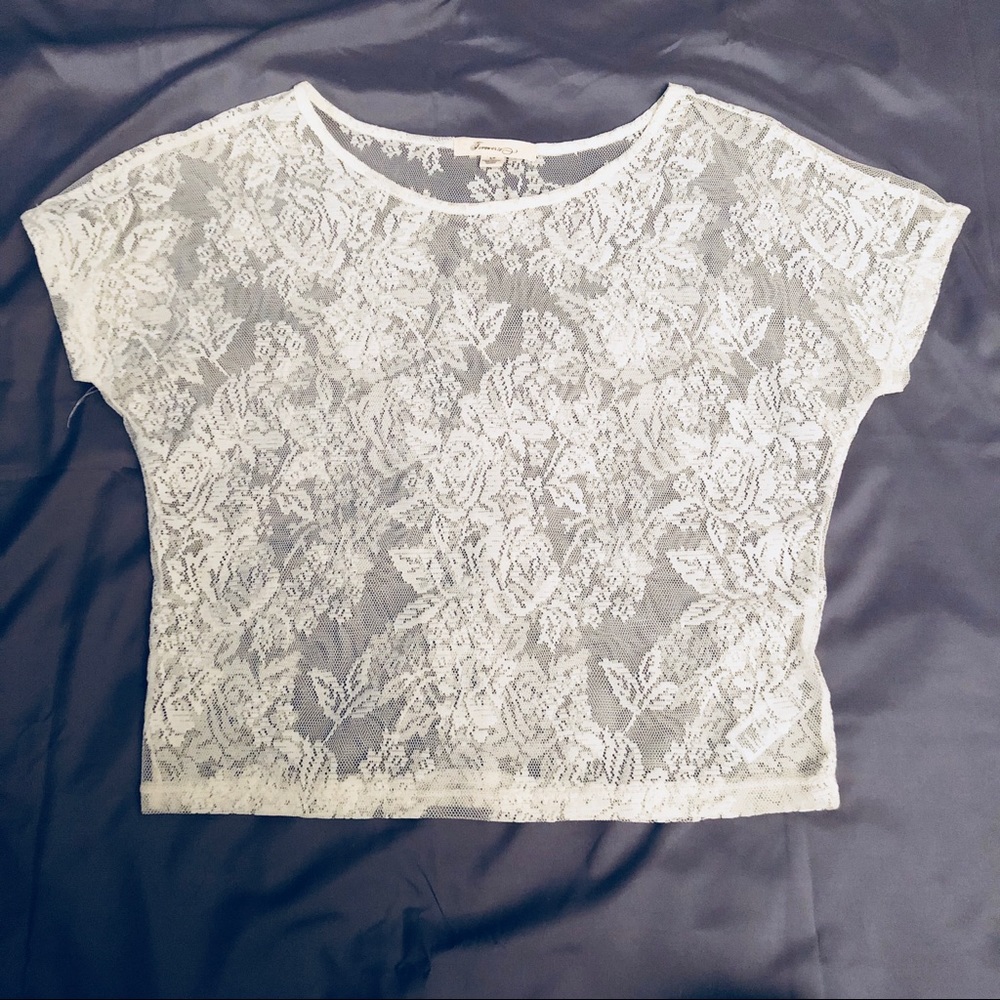 White lacy cropped blouse